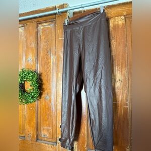 Aerie Brown Faux Leather High-Rise Leggings